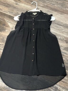LILY STAR BUTTON DOWN BLOUSE SHEER SLEVELESS